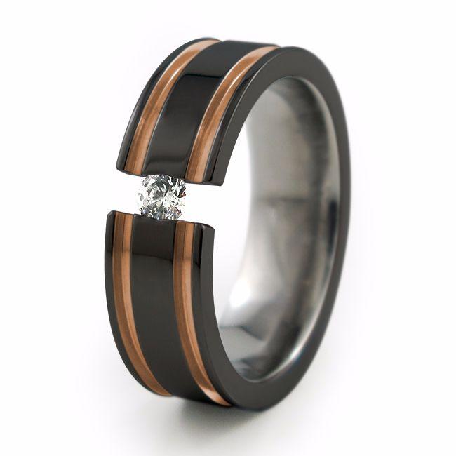 Amore - Womens Carved Black Titanium Ring | Titanium Rings
