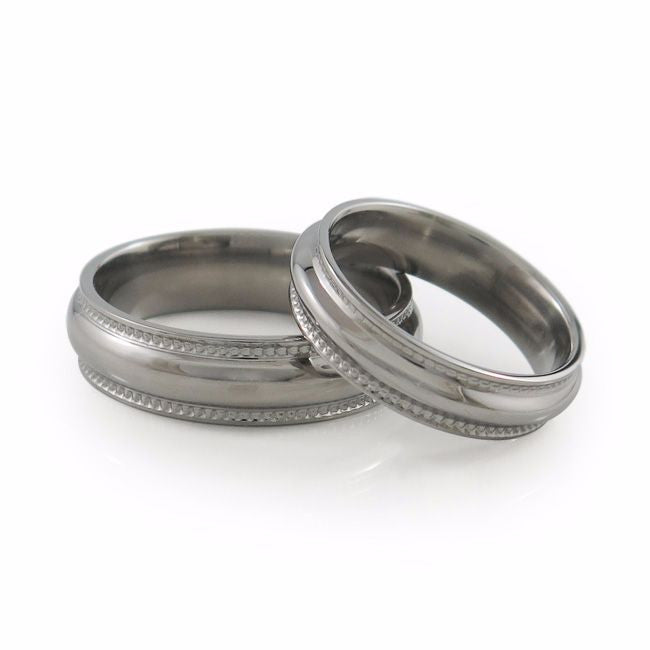 Crescent - Men's Titanium Ring with Milgrain finish. | Titanium Rings