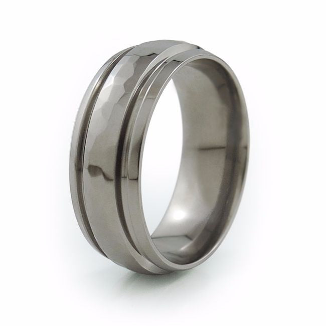 Scarab - Hammered Finish Men's Titanium Ring | Titanium Rings