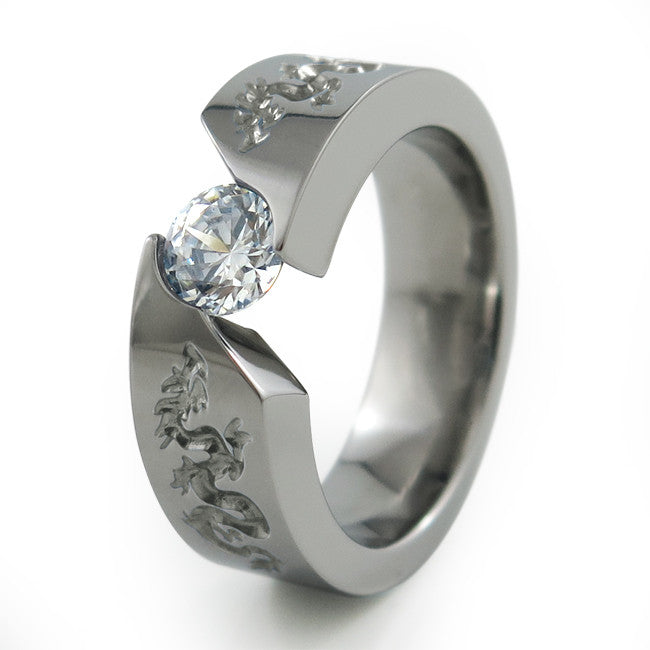 Tension Set Diamond Couples Wedding Ring | HX Jewelry